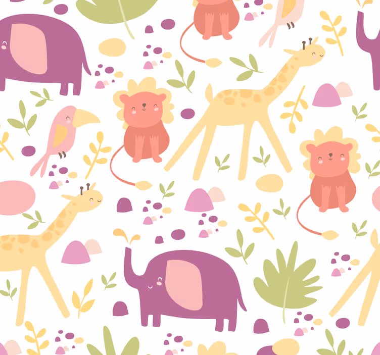 Tapete Babyzimmer pastell fröhliche tiere - TenStickers