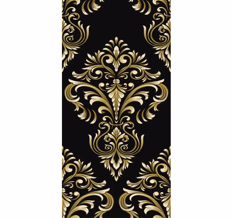 Tapete schwarz traditionelles goldenes muster - TenStickers
