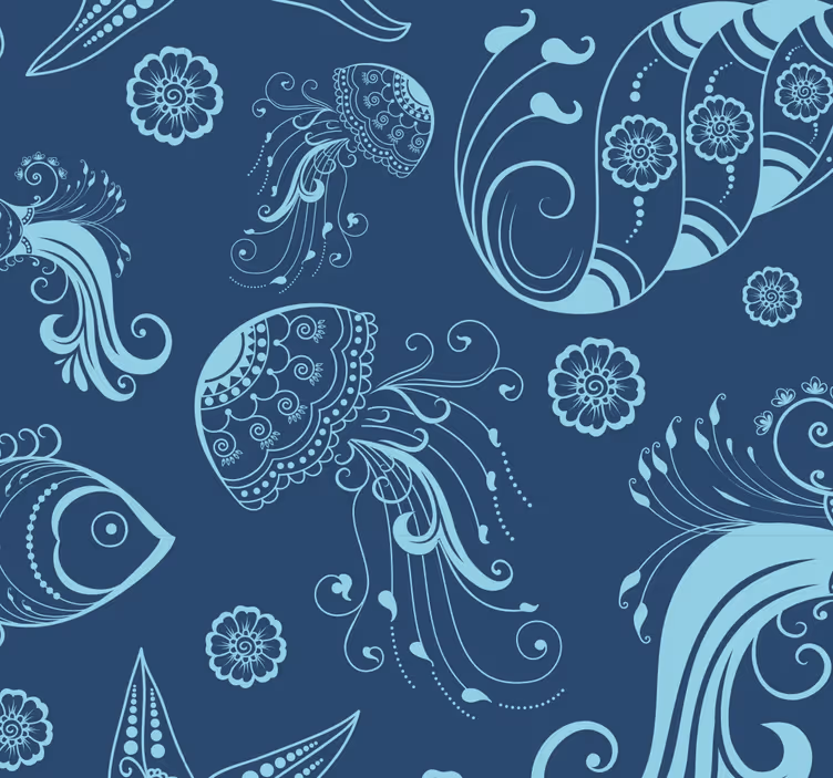 Tapete Fische marine skizzenmotive - TenStickers