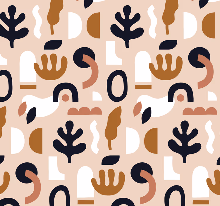 Tapete beige abstrakte pflanzenmotive - TenStickers