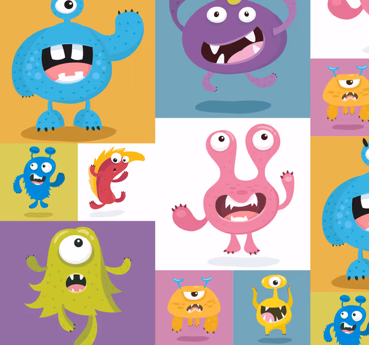 Tapete Babyzimmer fröhliche monster-muster - TenStickers