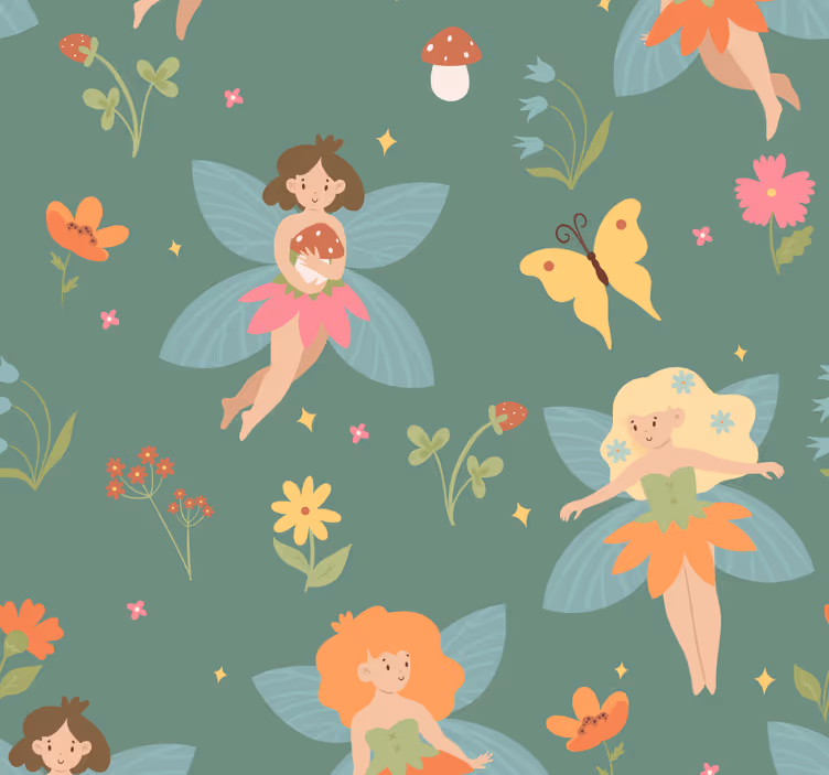 Tapete Babyzimmer fee blumenmuster - TenStickers