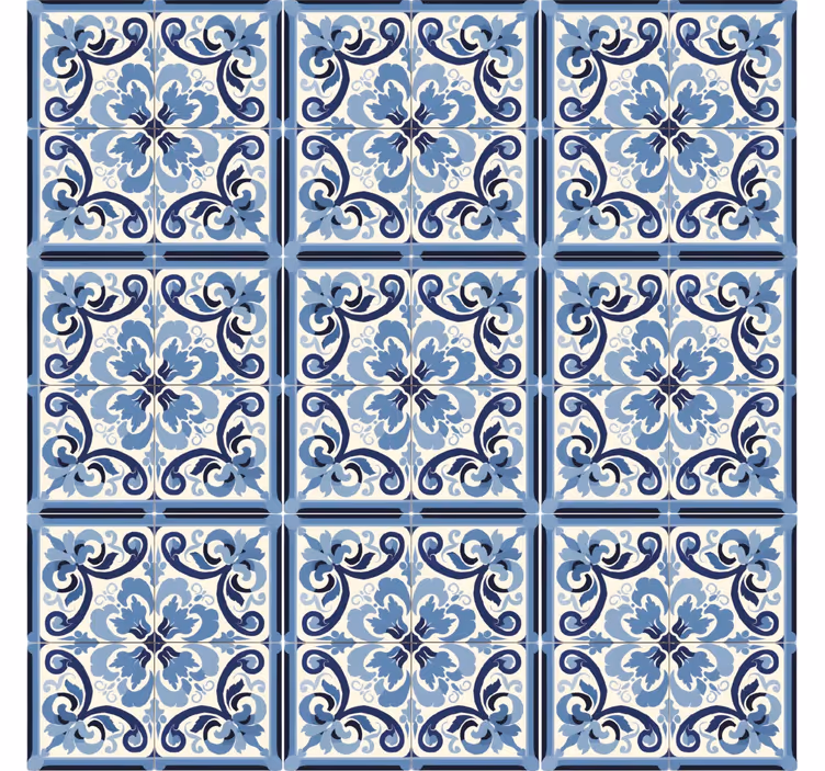 Tapete Fliesen blau-weißes blumenmuster - TenStickers
