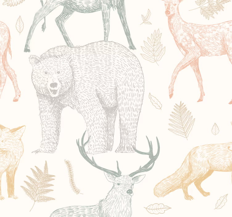 Tiere Tapete minimalistisches walddesign - TenStickers