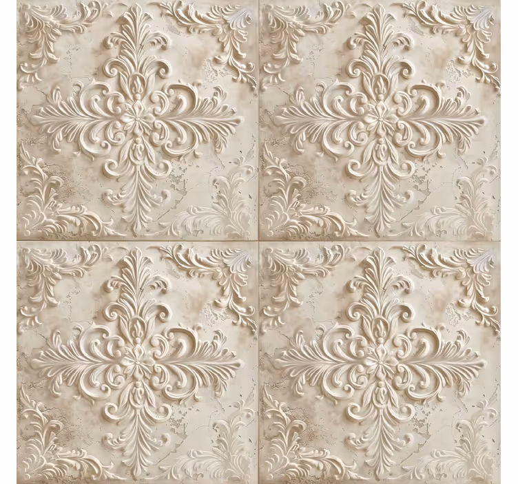Barock Tapete beigefarbene fliesen - TenStickers