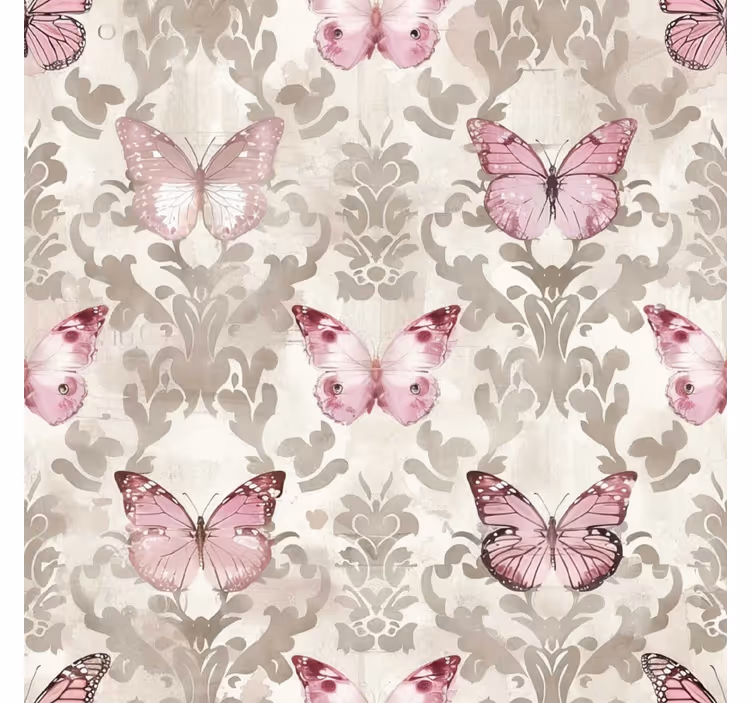 Barock Tapete rosa schmetterlingsmuster - TenStickers