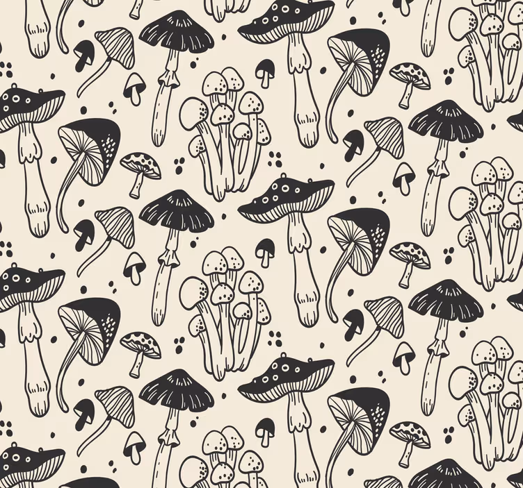 Tapeten Wohnzimmer beiges Pilz-Muster - TenStickers