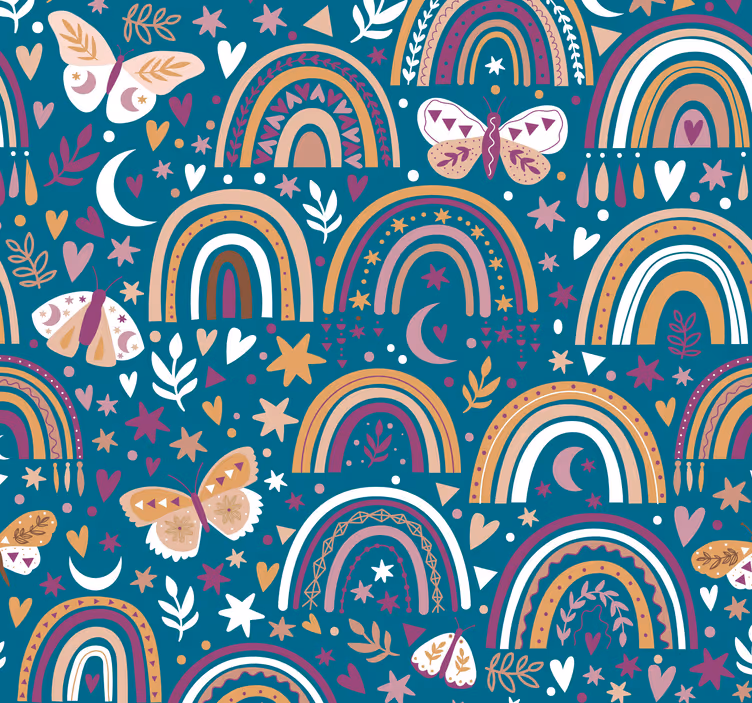 Tapete Kinderzimmer Muster mit boho-regenbögen - TenStickers