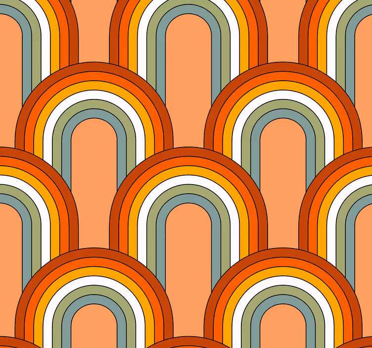 Weitere Vintage Tapeten Regenbogen-Muster im 70er-Jahre-Stil - TenStickers