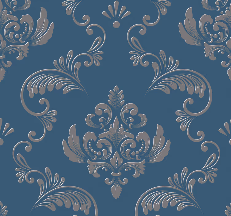 Landhaus Tapete Blau-goldenes barockdesign - TenStickers