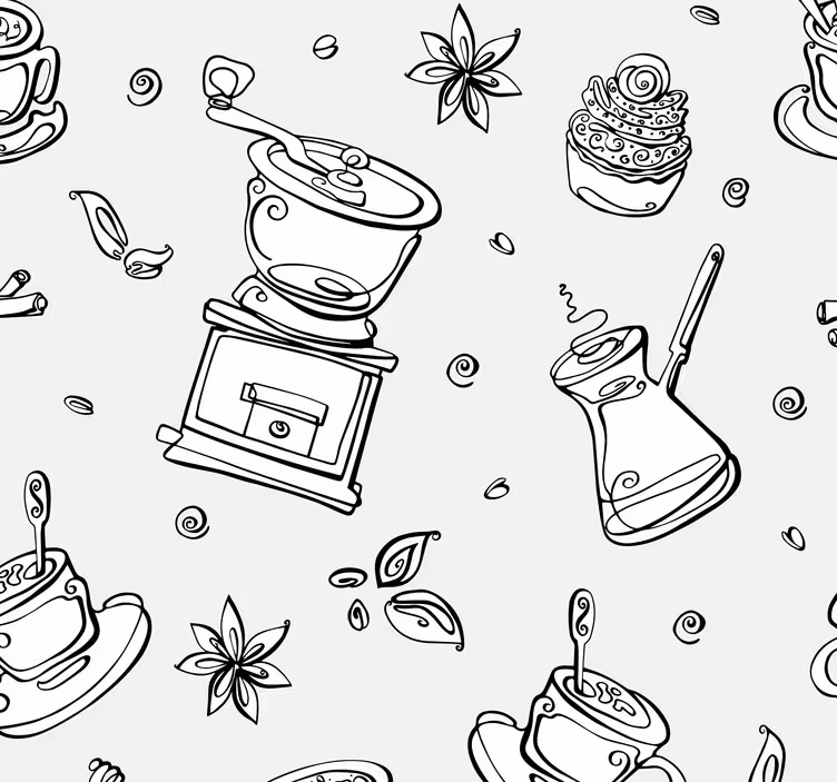Tapete Küche Warme kaffeeskizze - TenStickers