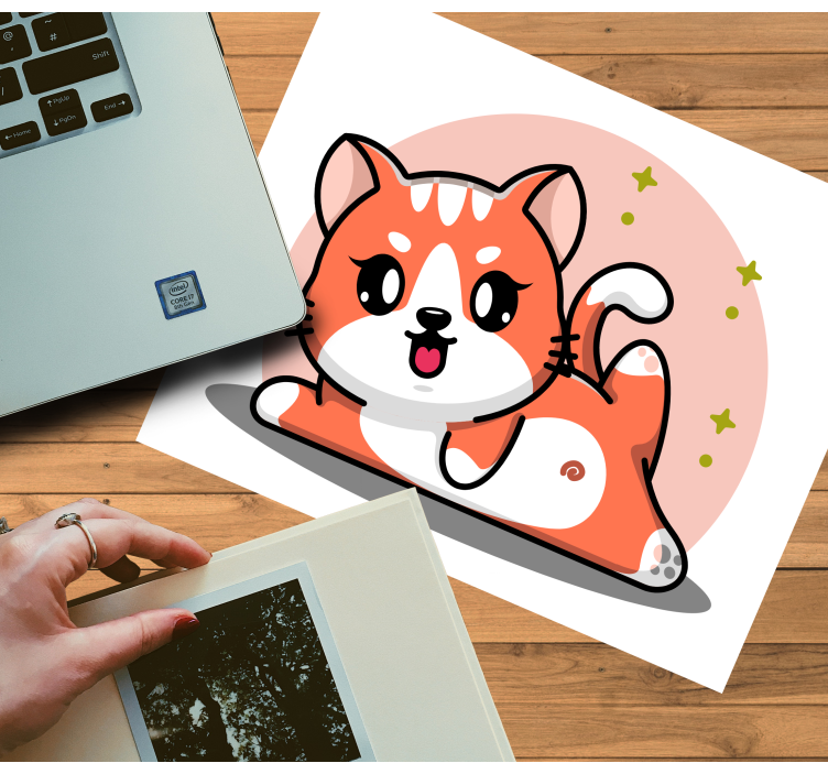 Anime Mauspad verspielte katze - TenStickers