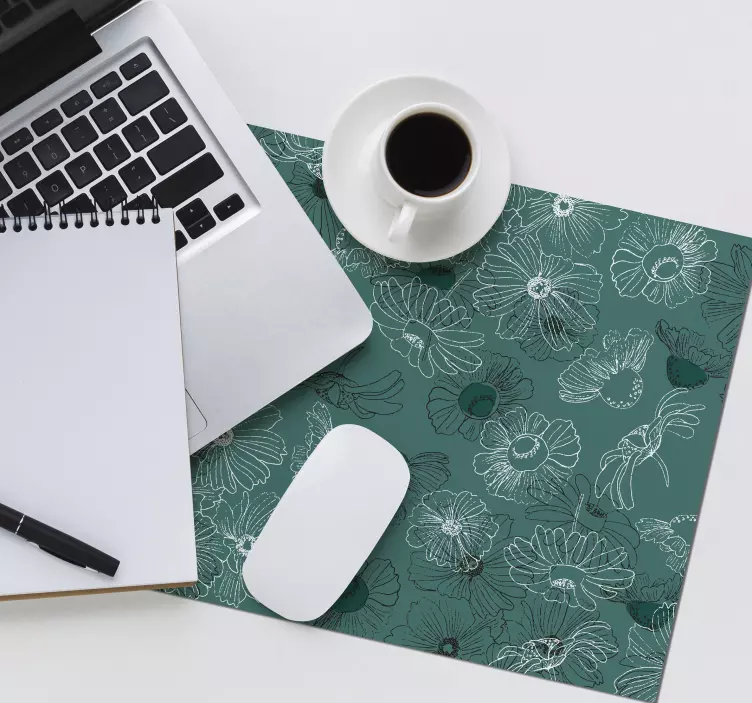 Handgezeichnetes Blumen Mauspad - TenStickers