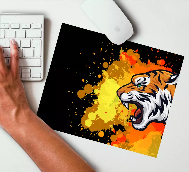 Anime Mauspad Tiger mit farbspritzer - TenStickers