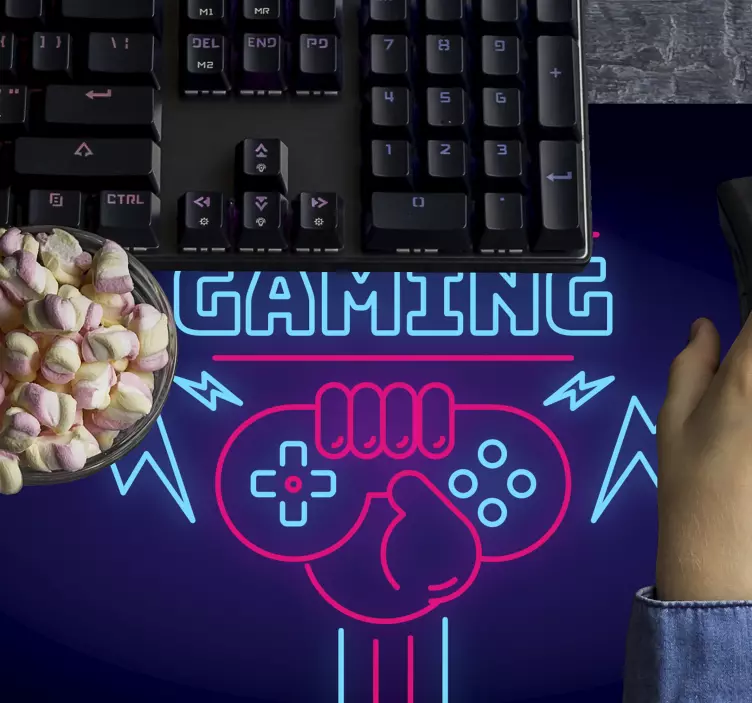 Gaming Mauspad Gaming-logo mit neonlichtern - TenStickers