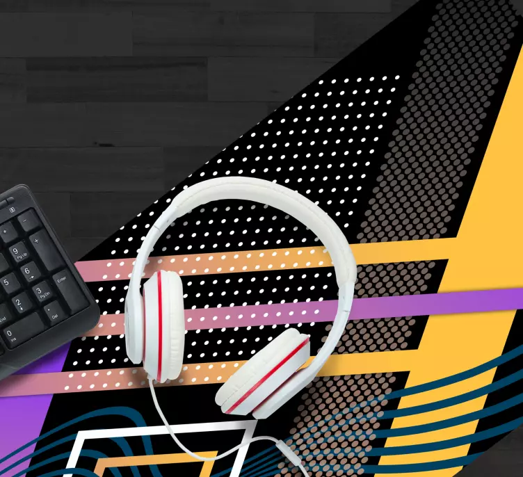 Gaming Mauspad Schwarzer Hintergrund bunte Streifen - TenStickers