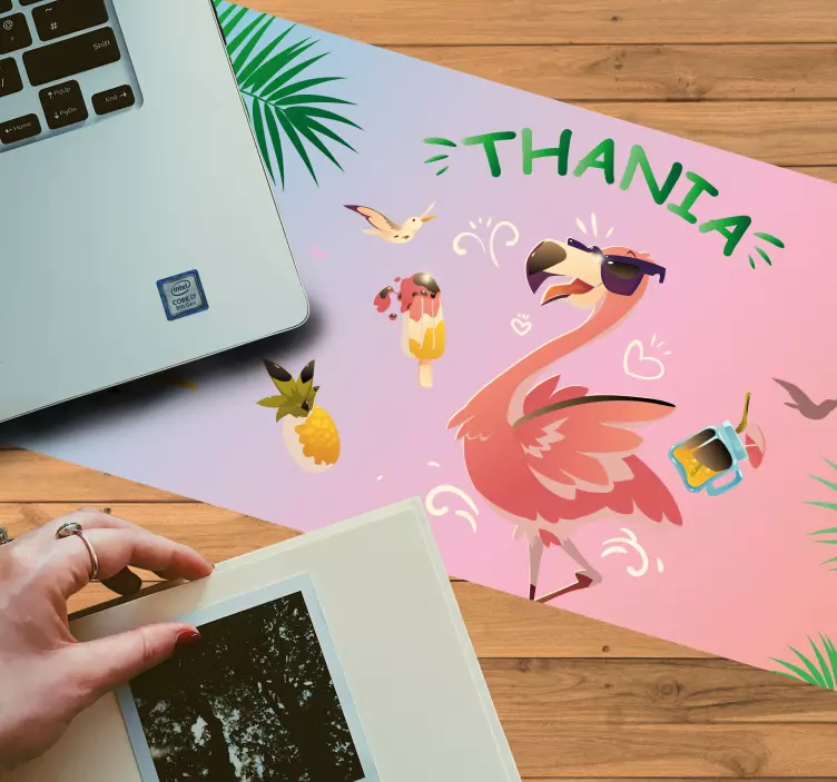 Mauspad mit Namen tropischer flamingo - TenStickers