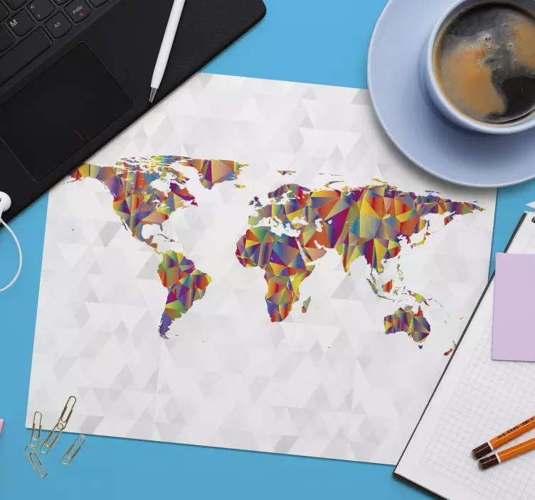 Mauspad Weltkarte bunte geometrische darstellung - TenStickers