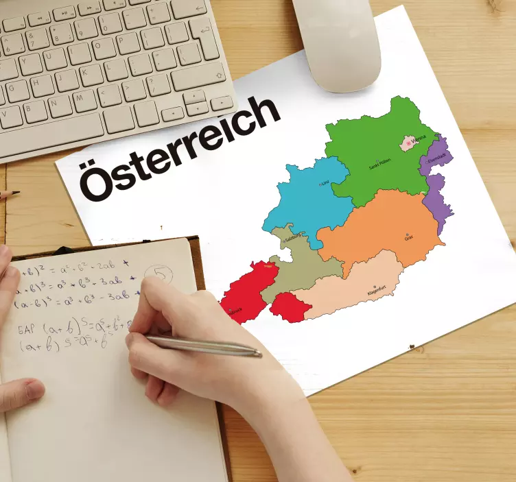 Mousepad Weltkarte österreichisch bunt politisch - TenStickers