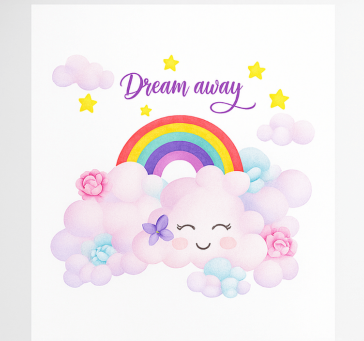 Rollo Fenster Kinderzimmer rosa wolken und regenbogen - TenStickers