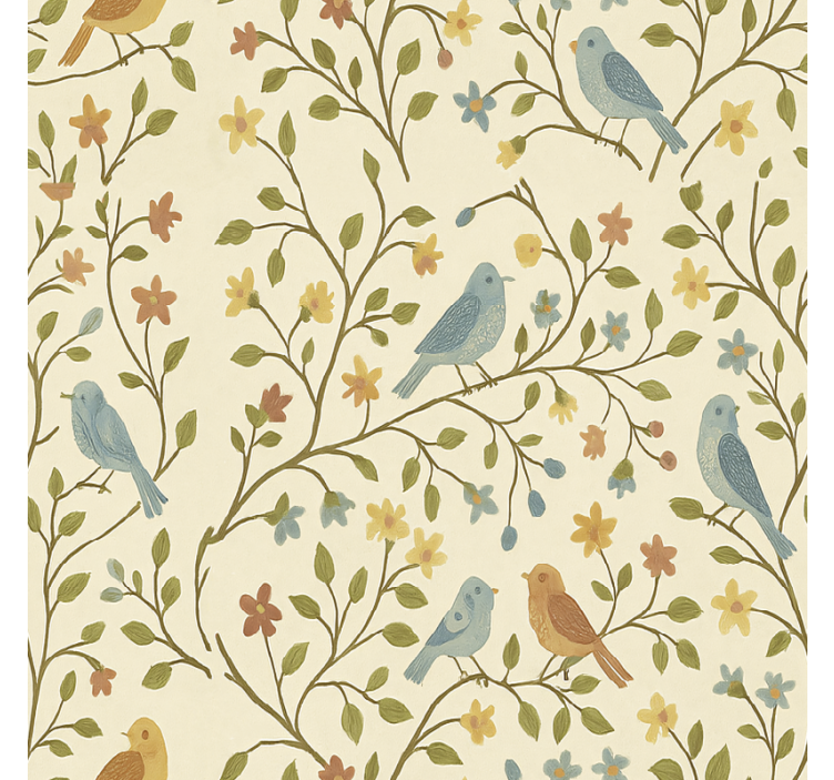Rollo Fenster Wohnzimmer bunter vogel und zweig - TenStickers
