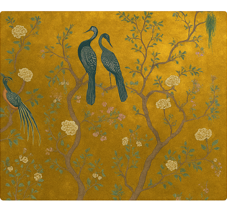 Rollo Fenster Wohnzimmer verzierte goldene chinoiserie - TenStickers