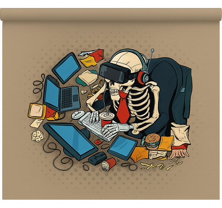 Rollo Fenster Gamer skelett Retro-Spieler - TenStickers