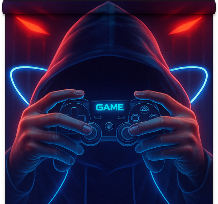 Rollo Fenster Gamer neon-Spieler mit Kapuze - TenStickers