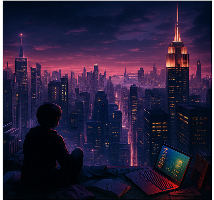 Rollo Fenster Gamer zukunftsorientierte wolkenkratzer-gamer-ansic - TenStickers