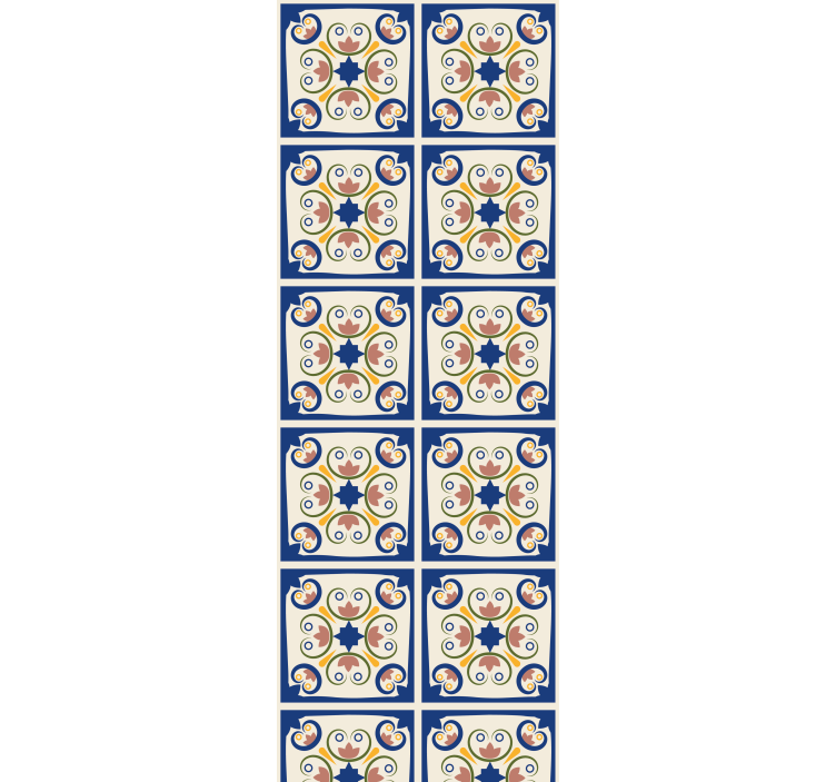 Küchenfenster rollo mit rosa blumen portugiesischen fliesen - TenStickers