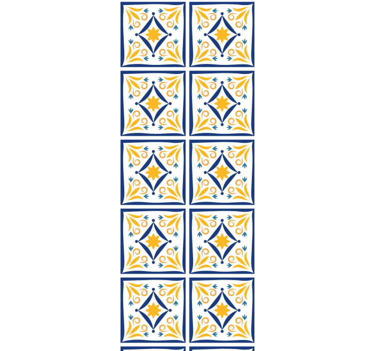 Küchenfenster rollo mit blau-gelben portugiesischen fliesen - TenStickers