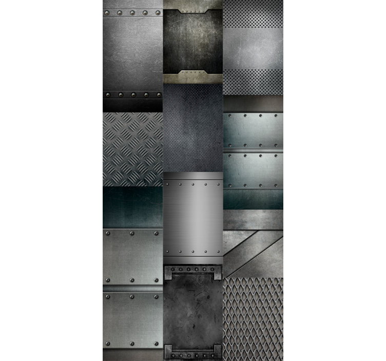 Fenster rollo modern mit muster aus schwarzen metallblöcken - TenStickers