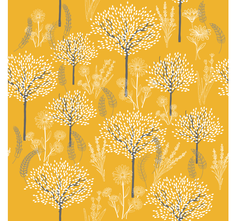 Rollo fenster gelb mit baum-muster - TenStickers