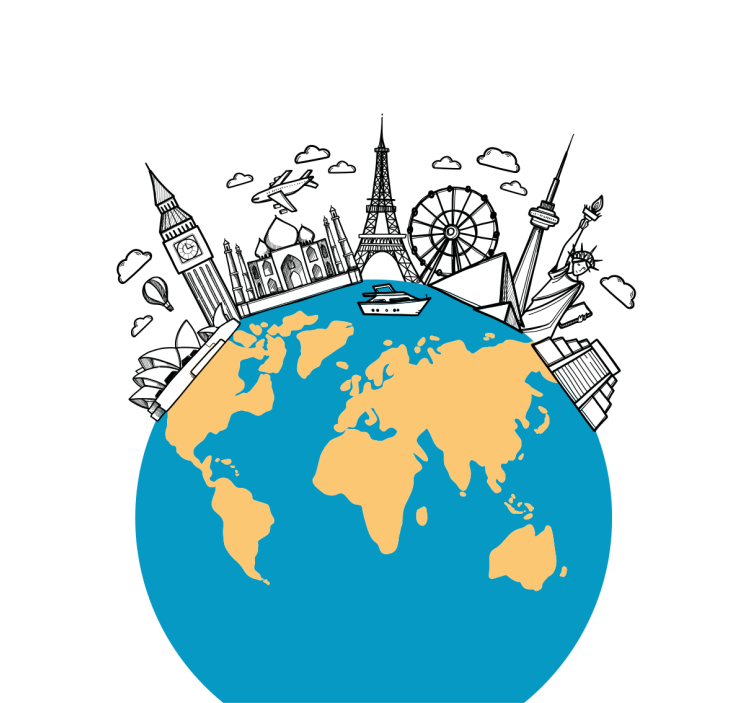 Rollo fenster wohnzimmer mit weltkarten-icons - TenStickers