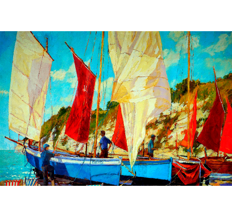 Rollo fenster wohnzimmer mit drei booten auf dem wasser - TenStickers