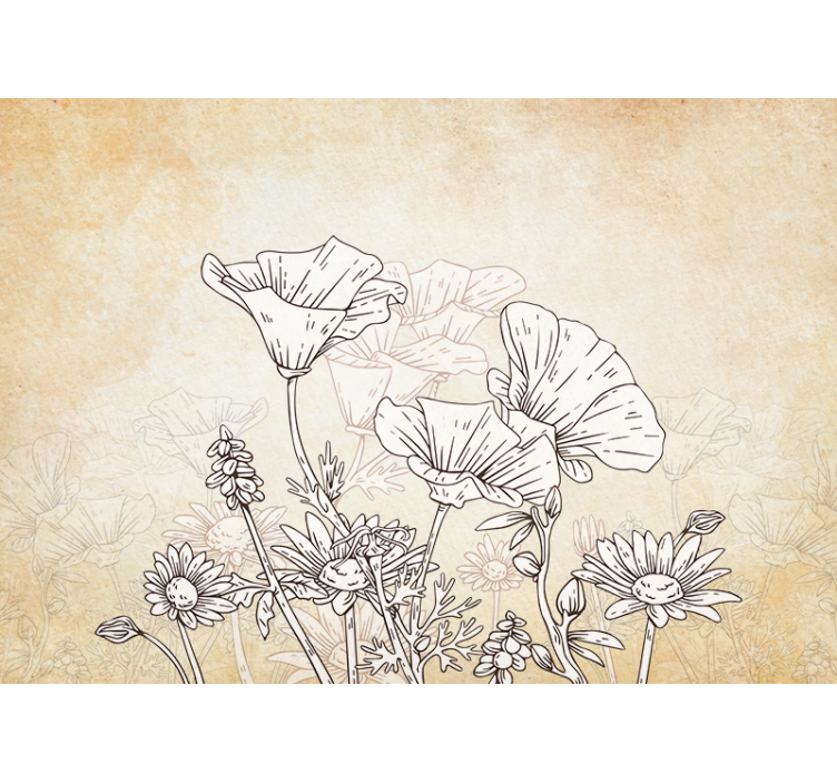 Rollo fenster beige vintage wiese - TenStickers
