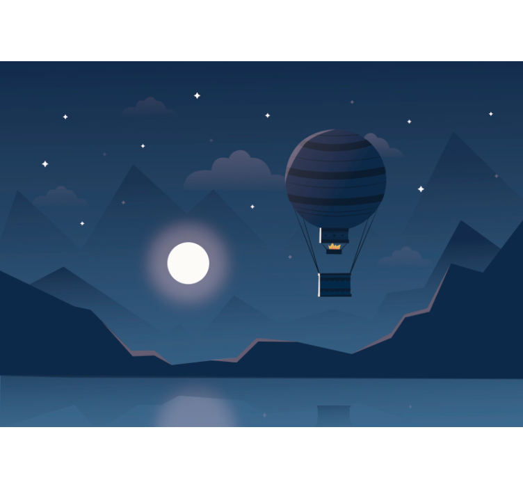 Rollo fenster blau nächtliches ballonabenteuer - TenStickers