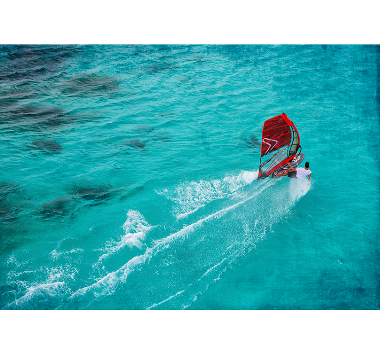 Rollo fenster blau windsurferin im wasser - TenStickers