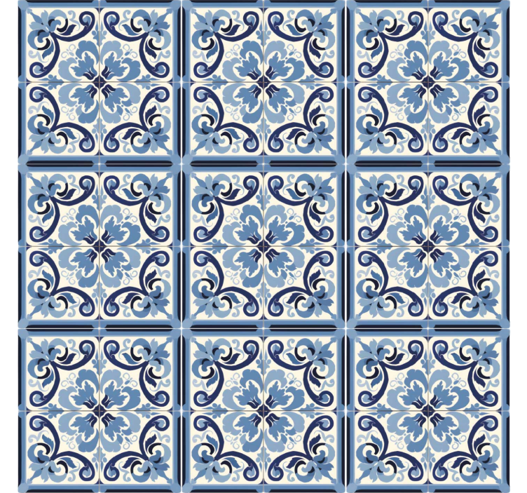 Rollo fenster blau mit blau-weißem blumenmuster - TenStickers
