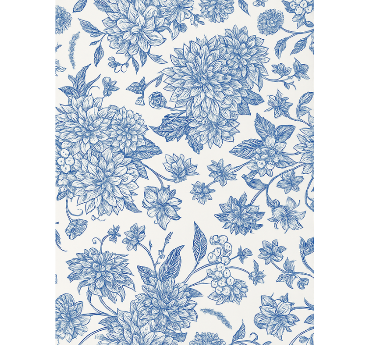 Rollo fenster blau mit blauer dahlienblüte - TenStickers
