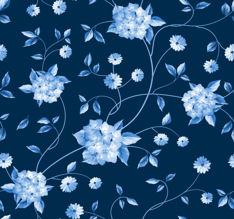 Rollo fenster blau mit blumenstängeln - TenStickers