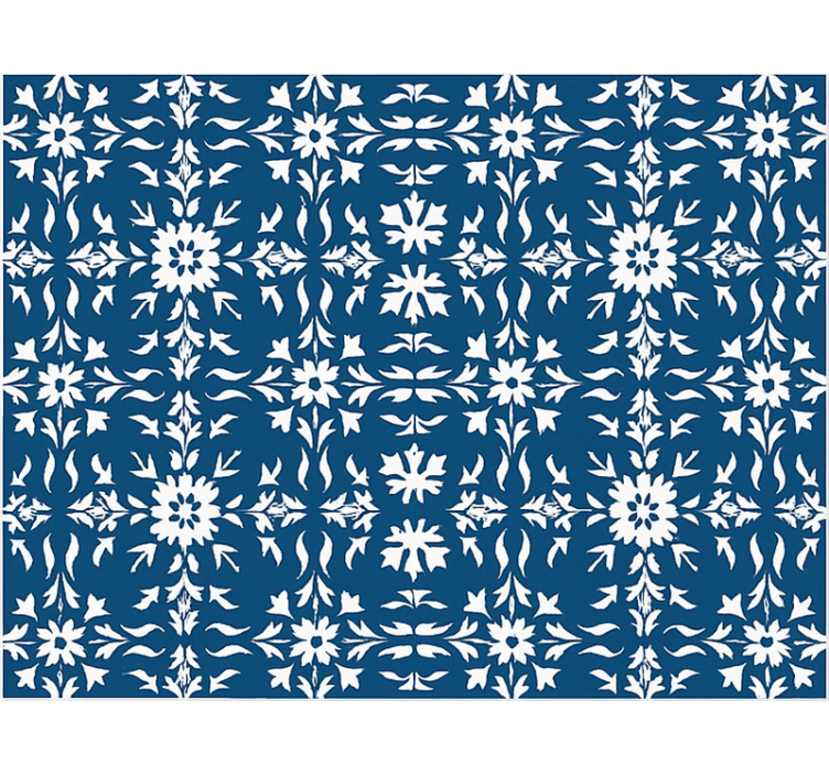 Rollo fenster blau mit weißem fliesenmuster - TenStickers