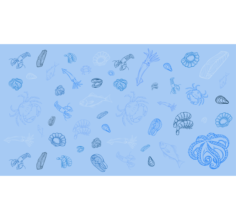 Rollo fenster blau mit meeresfrüchte-muster - TenStickers