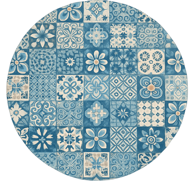 Rollo fenster blau mit kreisförmigen mosaikfliesen - TenStickers
