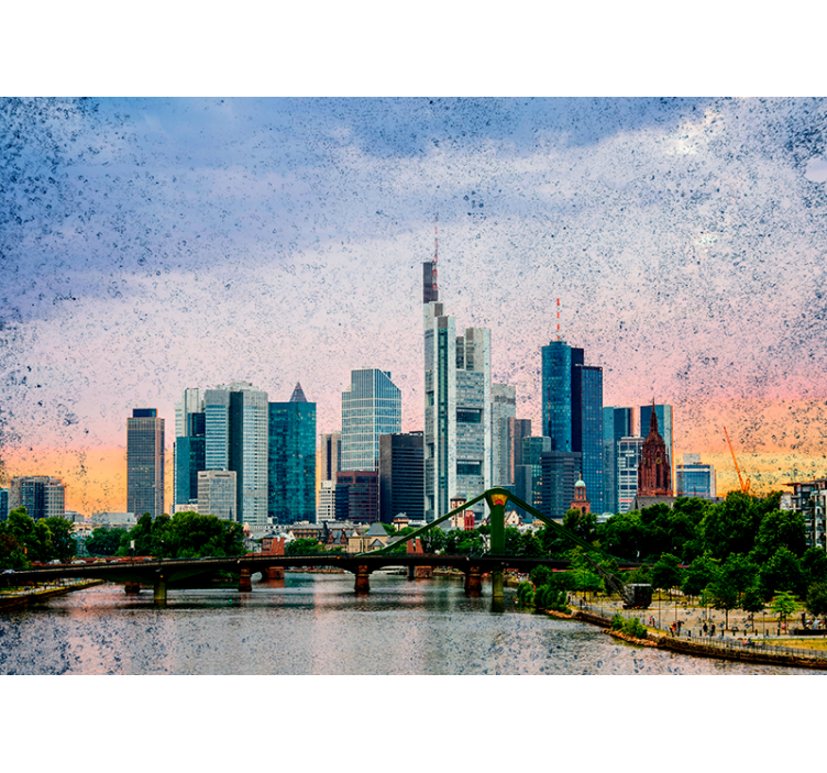 Rollo fenster wohnzimmer mit frankfurt skyline - TenStickers