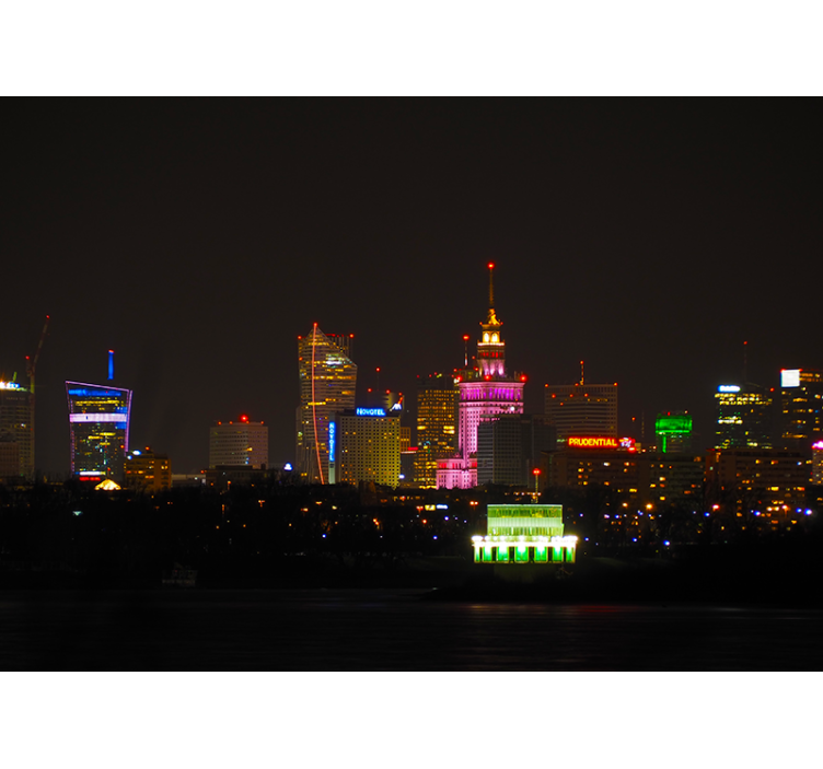 Rollo fenster wohnzimmer warschau bei nacht - TenStickers
