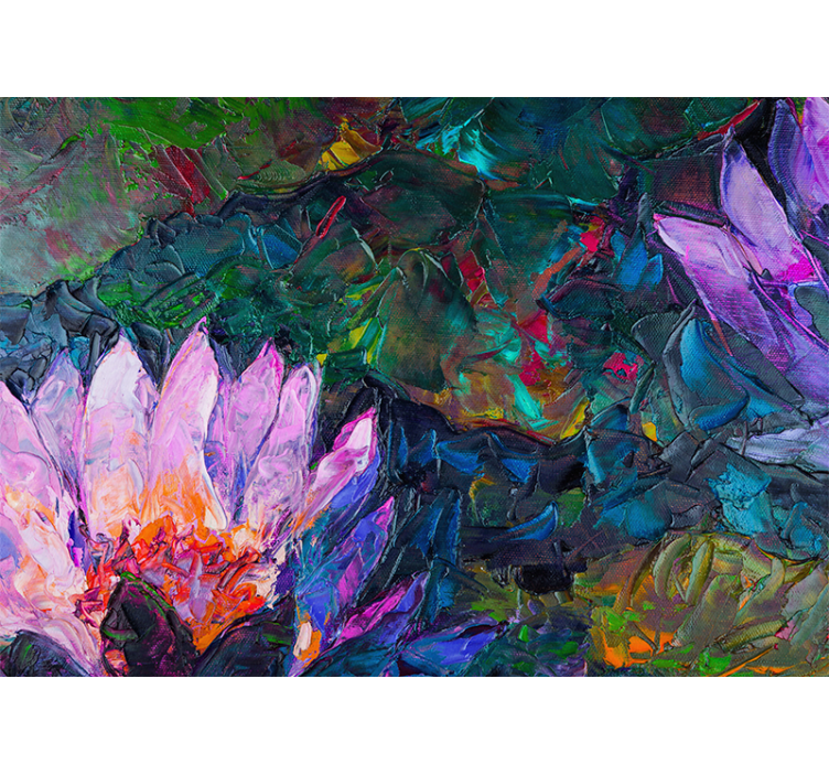 Rollo fenster wohnzimmer mit lotus Ölgemälde - TenStickers