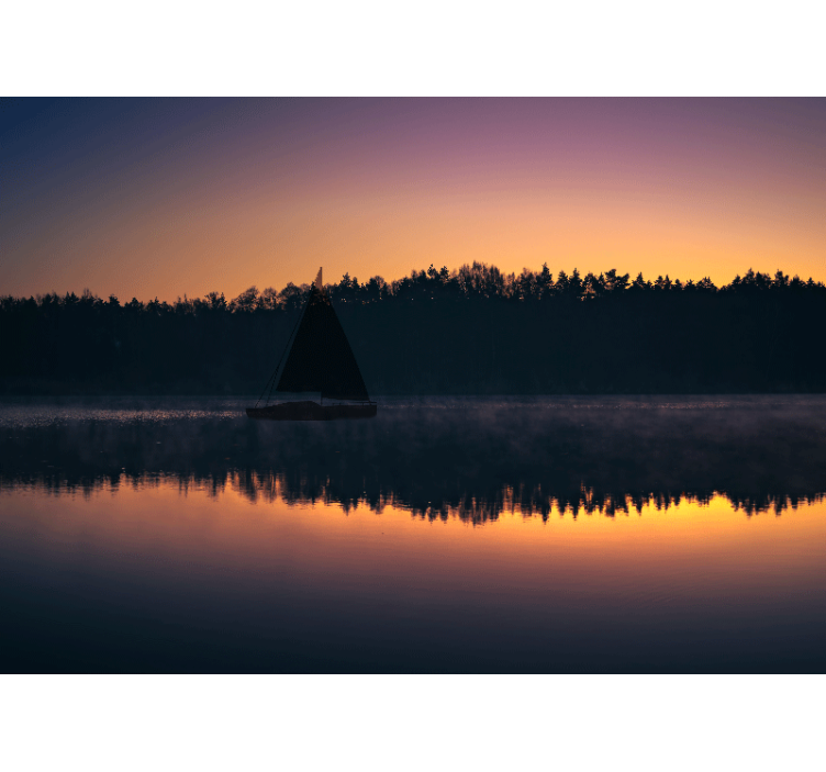 Rollo fenster wohnzimmer mazury segelboot sonnenuntergang - TenStickers