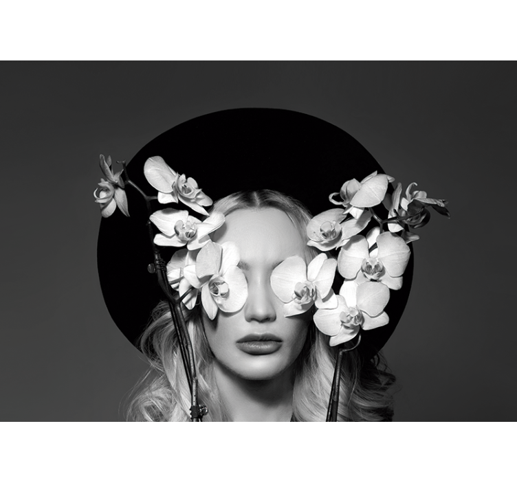 Rollo fenster wohnzimmer frau mit blumenhut - TenStickers