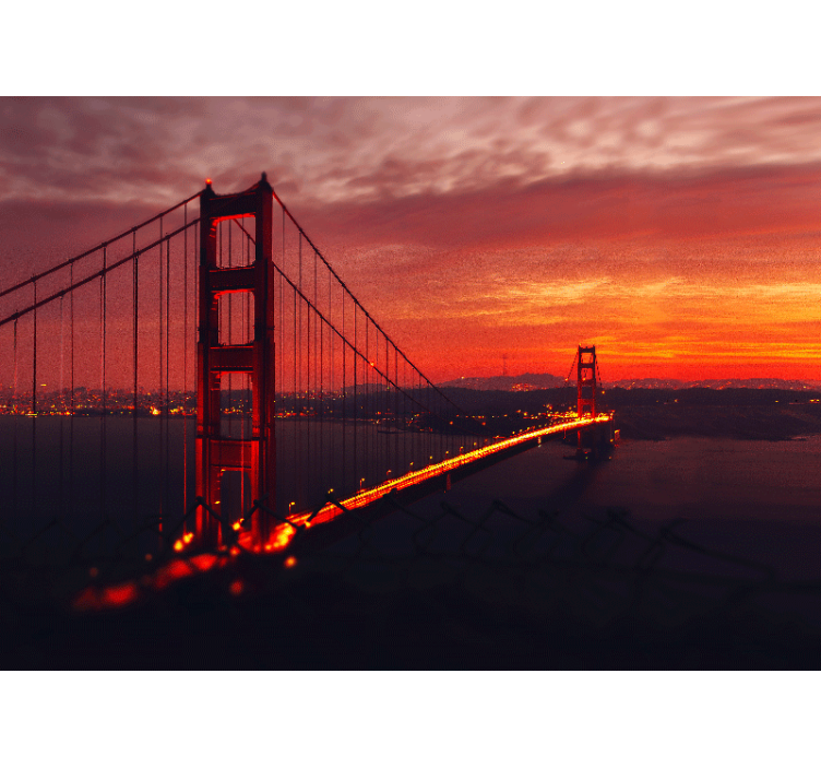 Rollo fenster wohnzimmer golden gate mit rotem himmel - TenStickers